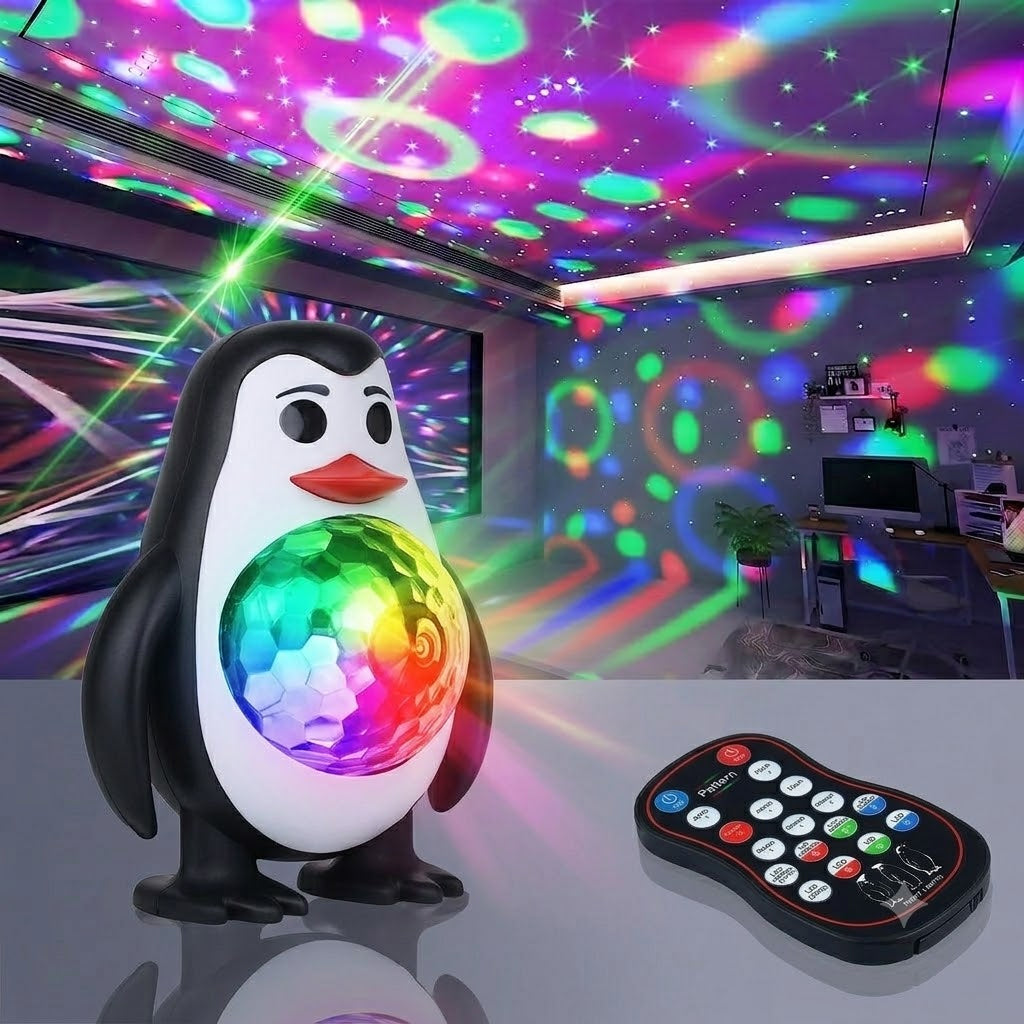 Penguin Disco Light – RGB Laser Party Projector with Remote Control