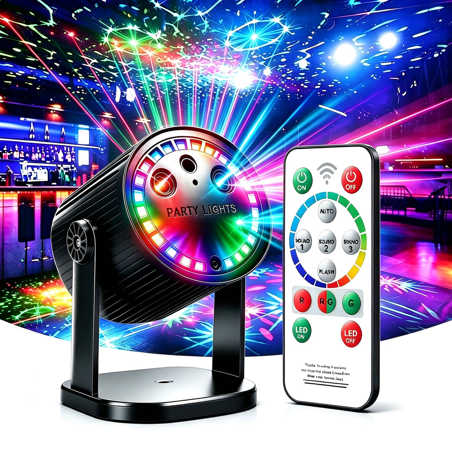 (NEW)RaveLight™-2 in 1 LED String &  Laser 90 Patterns DJ Light