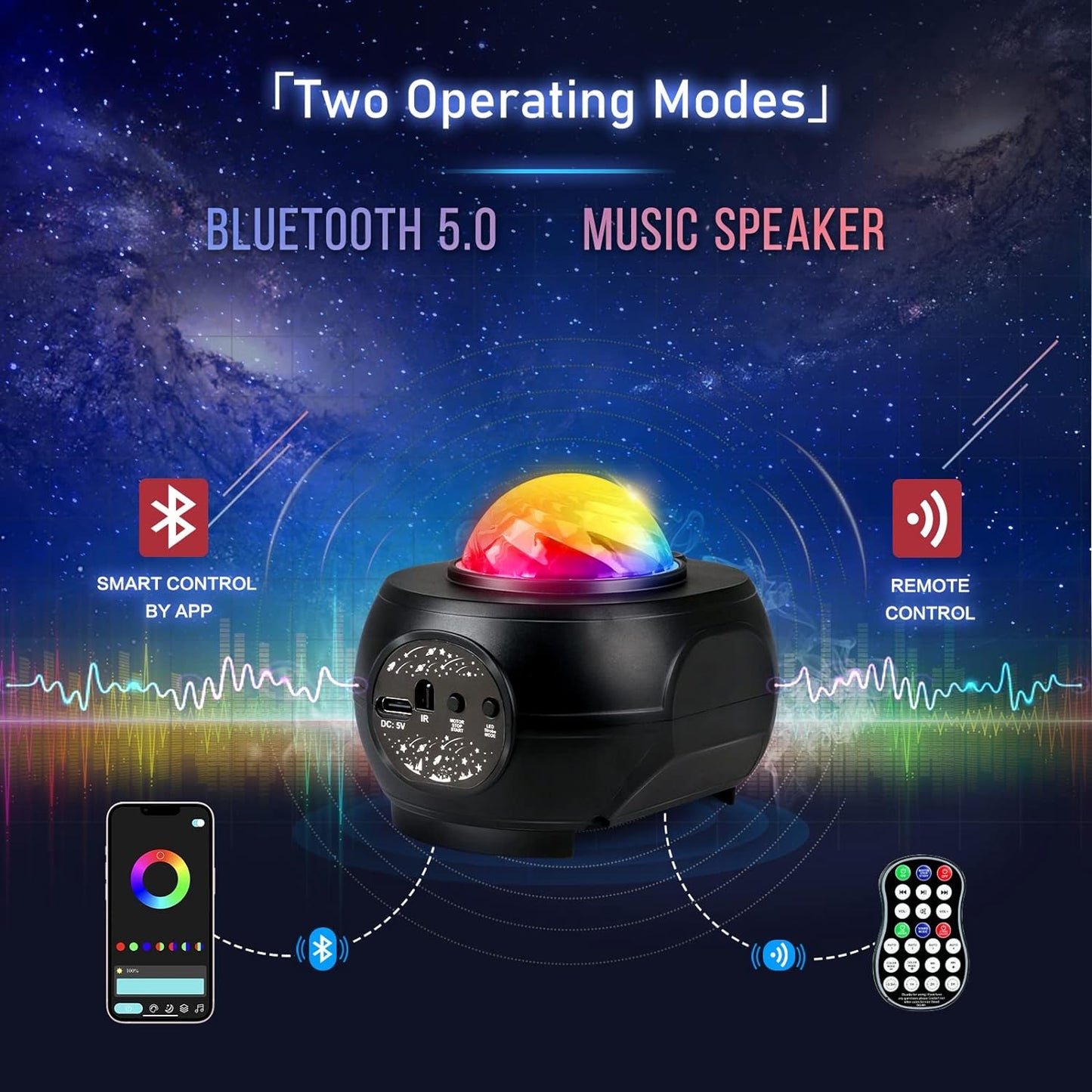 RaveLight™ Bluetooth Galaxy Projector & Speaker
