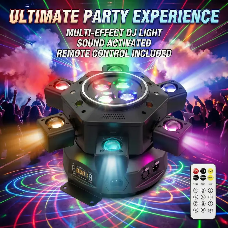 RaveLight™  150W Six Arm Moving Head Stage Light