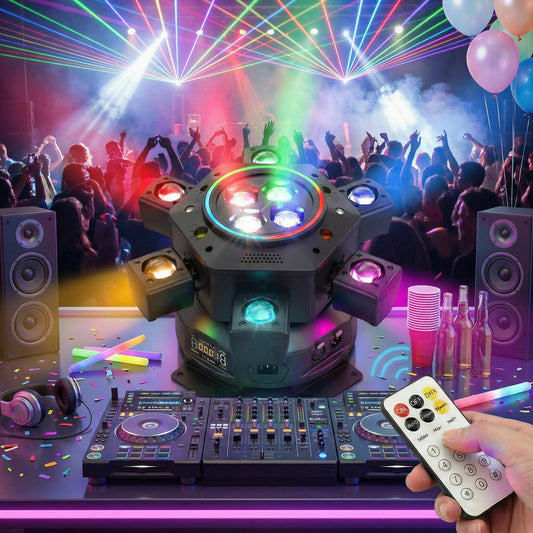 RaveLight™  150W Six Arm Moving Head Stage Light