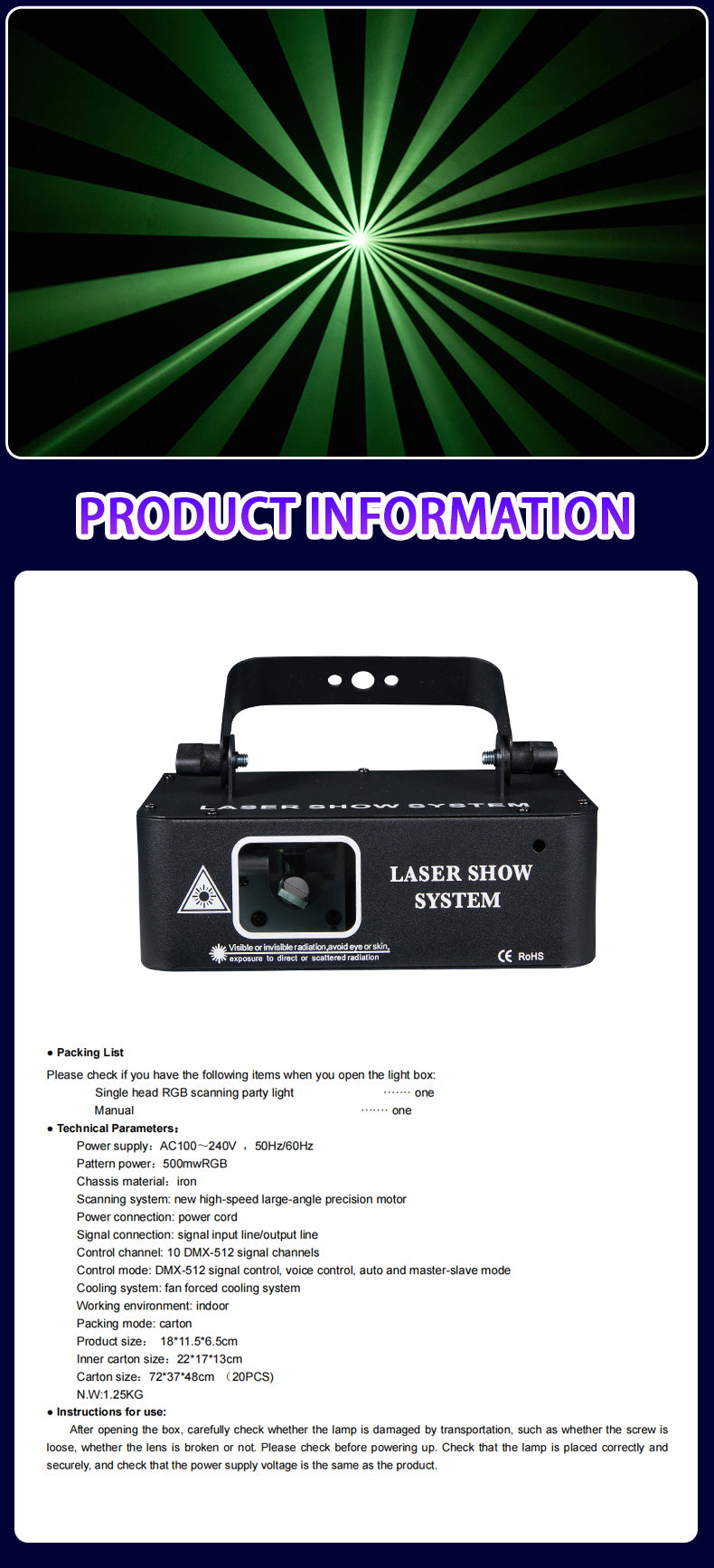 Local Stock|RaveLight™  One Head 90 Pattern Animated Light