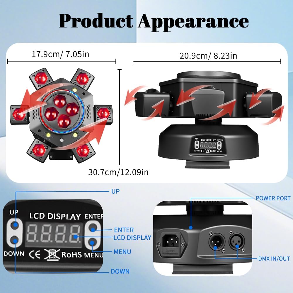 RaveLight™  150W Six Arm Moving Head Stage Light