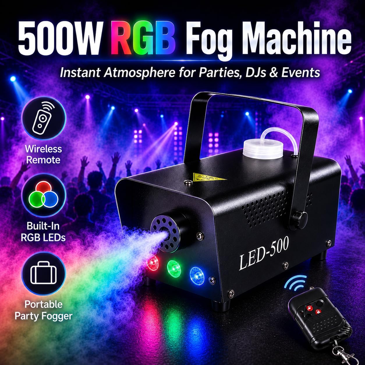 RaveHaze™ 500W LED Fog Machine