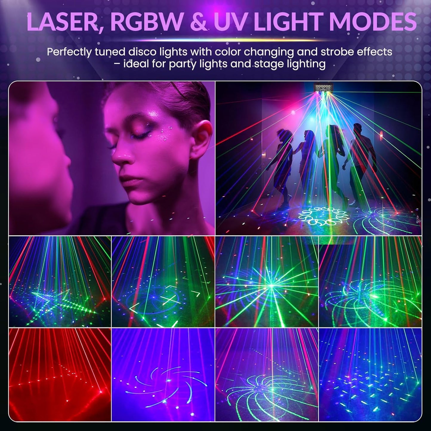 (HOT)RaveLight™ 27 Len Laser Beam Stage Light