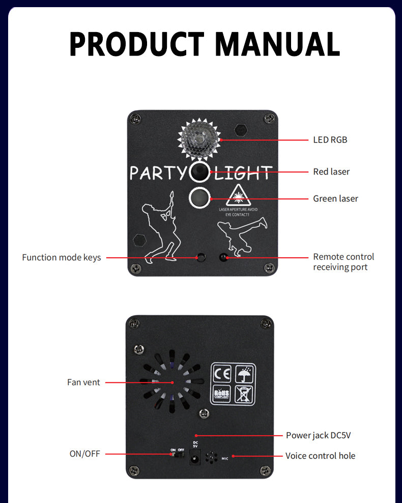 RaveLight™ WIRELESS 3-Laser Strobe Lighting