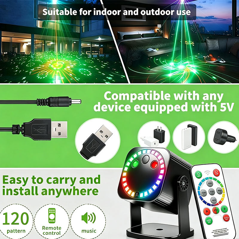 (NEW)RaveLight™-2 in 1 LED String &  Laser 90 Patterns DJ Light