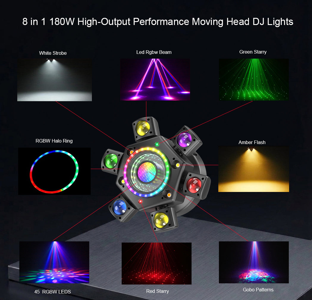 RaveLight™ KTV / Bars → DMX Beam Lights & RGBW Wash Fog Buble Machie