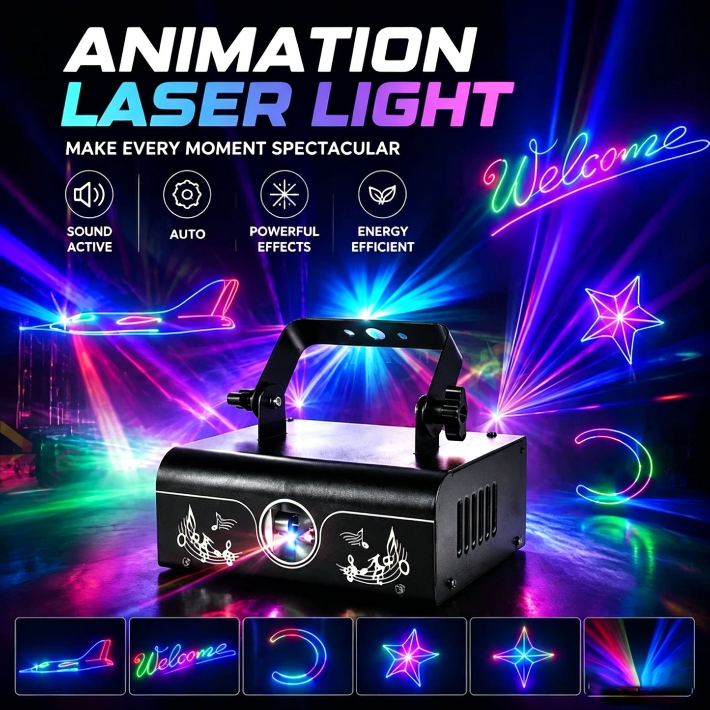 RaveLight™ -3D RGB Animation Party DJ Laser Projector