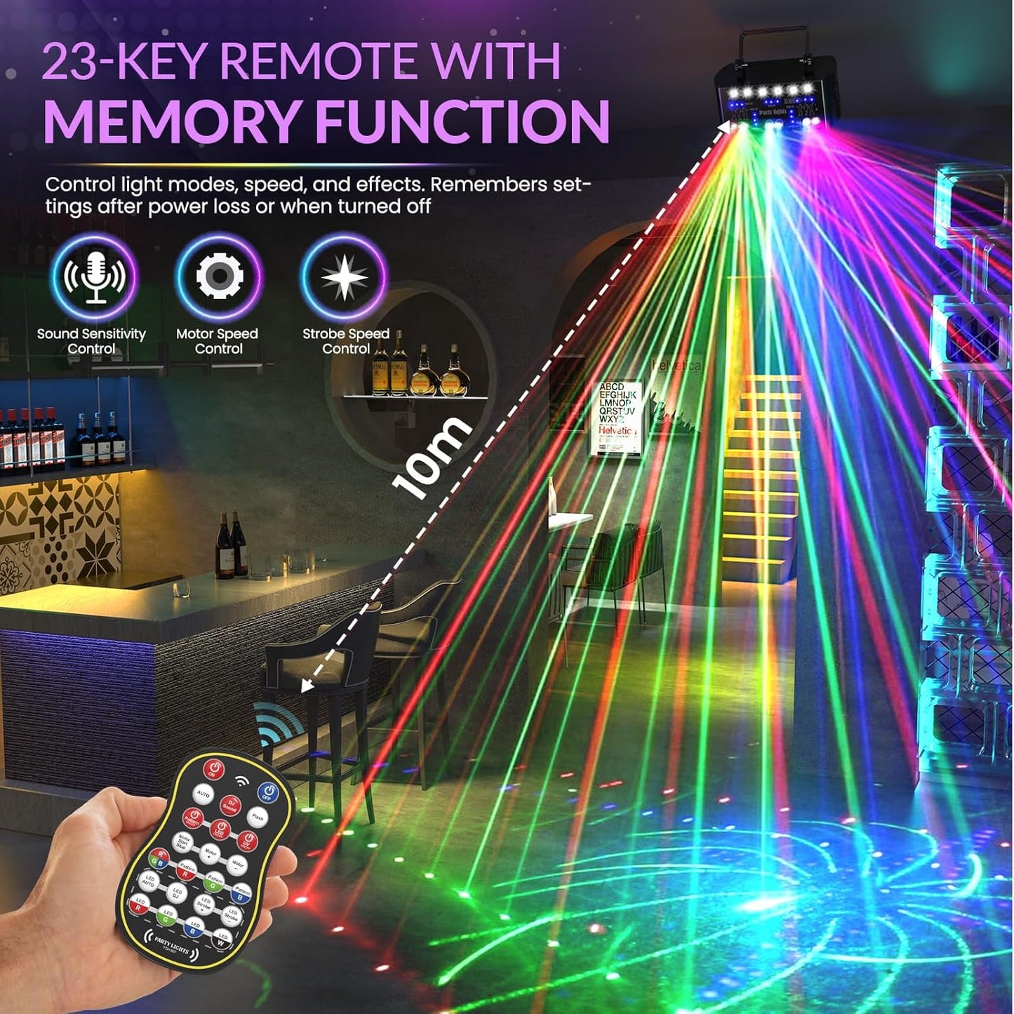 (HOT)RaveLight™ 27 Len Laser Beam Stage Light