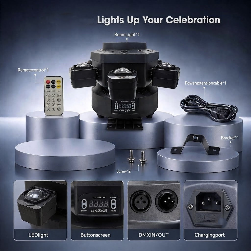 RaveLight™  150W Six Arm Moving Head Stage Light