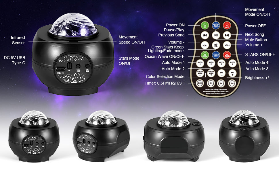 RaveLight™ Bluetooth Galaxy Projector & Speaker