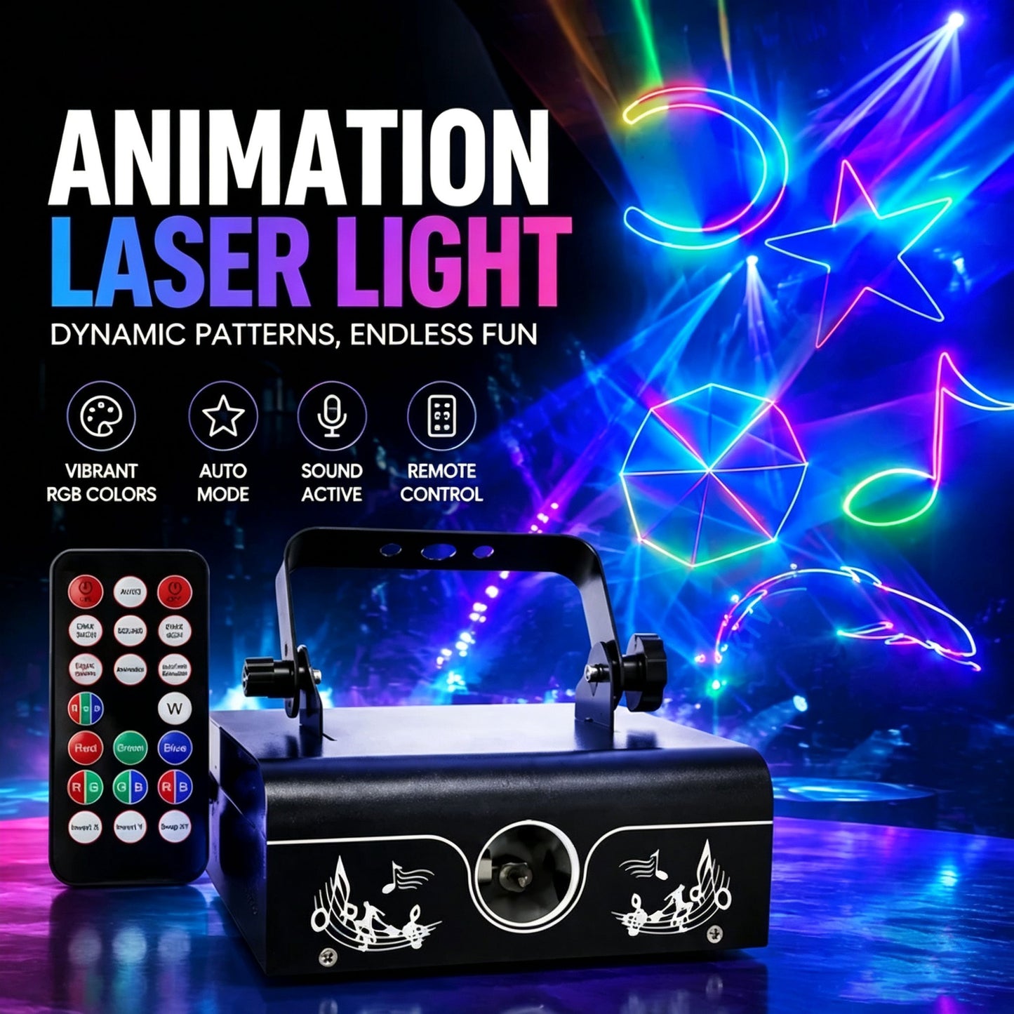 RaveLight™ -3D RGB Animation Party DJ Laser Projector
