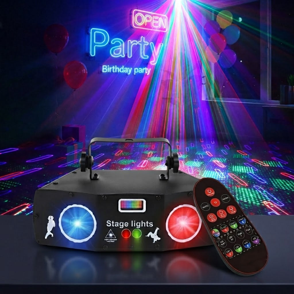 RaveLight™  3-in-1 Laser, Scanner, & Strobe Stage Lighting