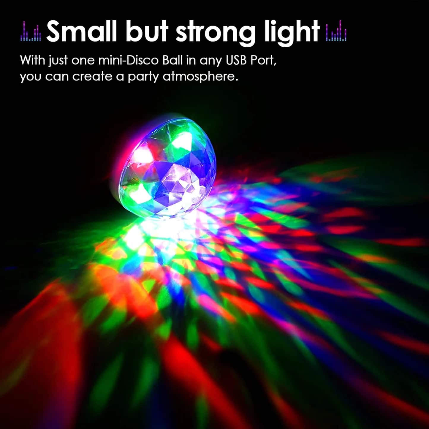 The Ravelight USB mini-Disco Party Lights small but strong light product benefit