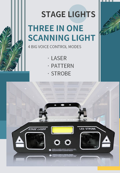 RaveLight™  3-in-1 Laser, Scanner, & Strobe Stage Lighting