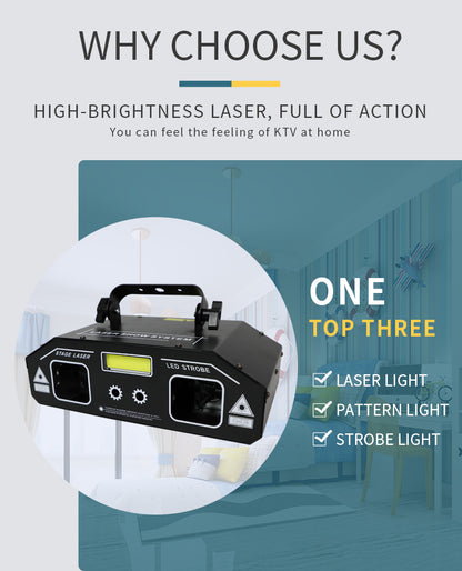 RaveLight™  3-in-1 Laser, Scanner, & Strobe Stage Lighting