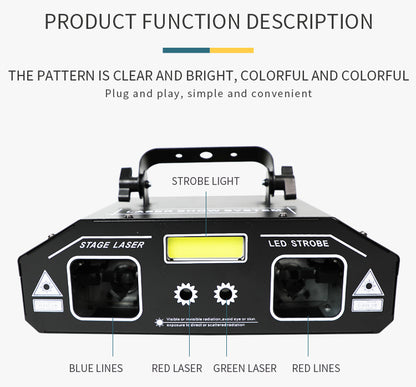 RaveLight™  3-in-1 Laser, Scanner, & Strobe Stage Lighting