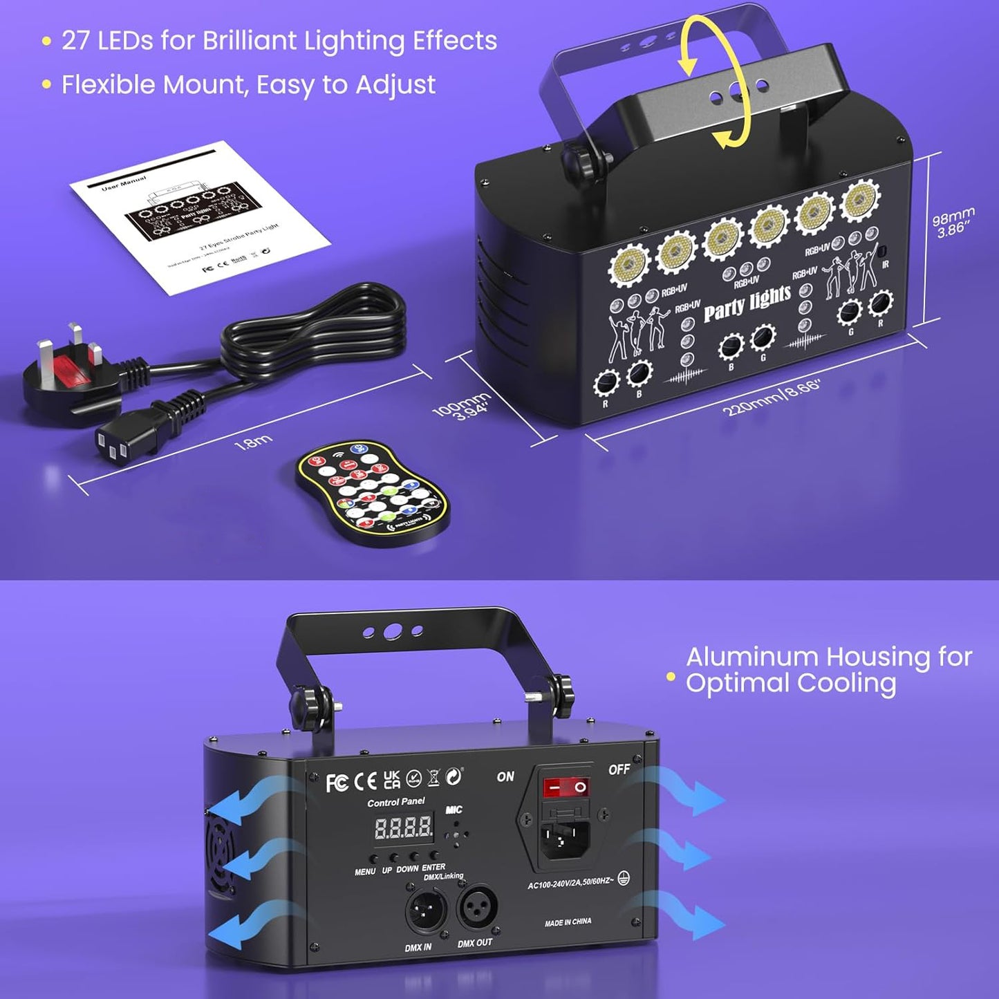 (HOT)RaveLight™ 27 Len Laser Beam Stage Light