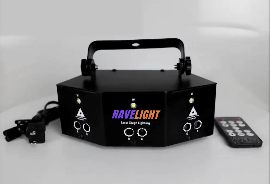 The Ravelight 9-Eye Party Laser Lights Projector with Remote Controller