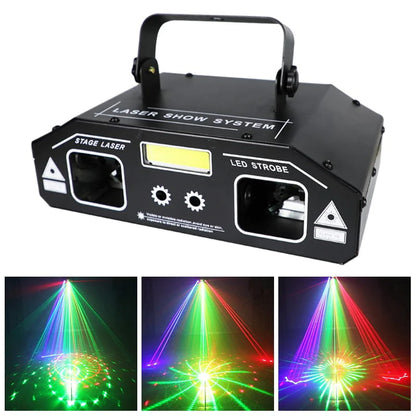 The Ravelight 3-in-1 Beam Scan Laser Strobe Lights